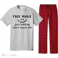 Free Hugs Just Kidding DonT Touch Me Pajama Set thumb 0