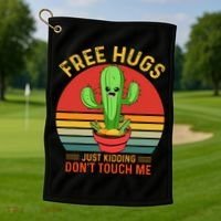 Free Hugs Just Kidding Dont Touch Me Humor Golf Towel thumb 1