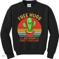 Free Hugs Just Kidding Dont Touch Me Humor Kids Sweatshirt thumb 0