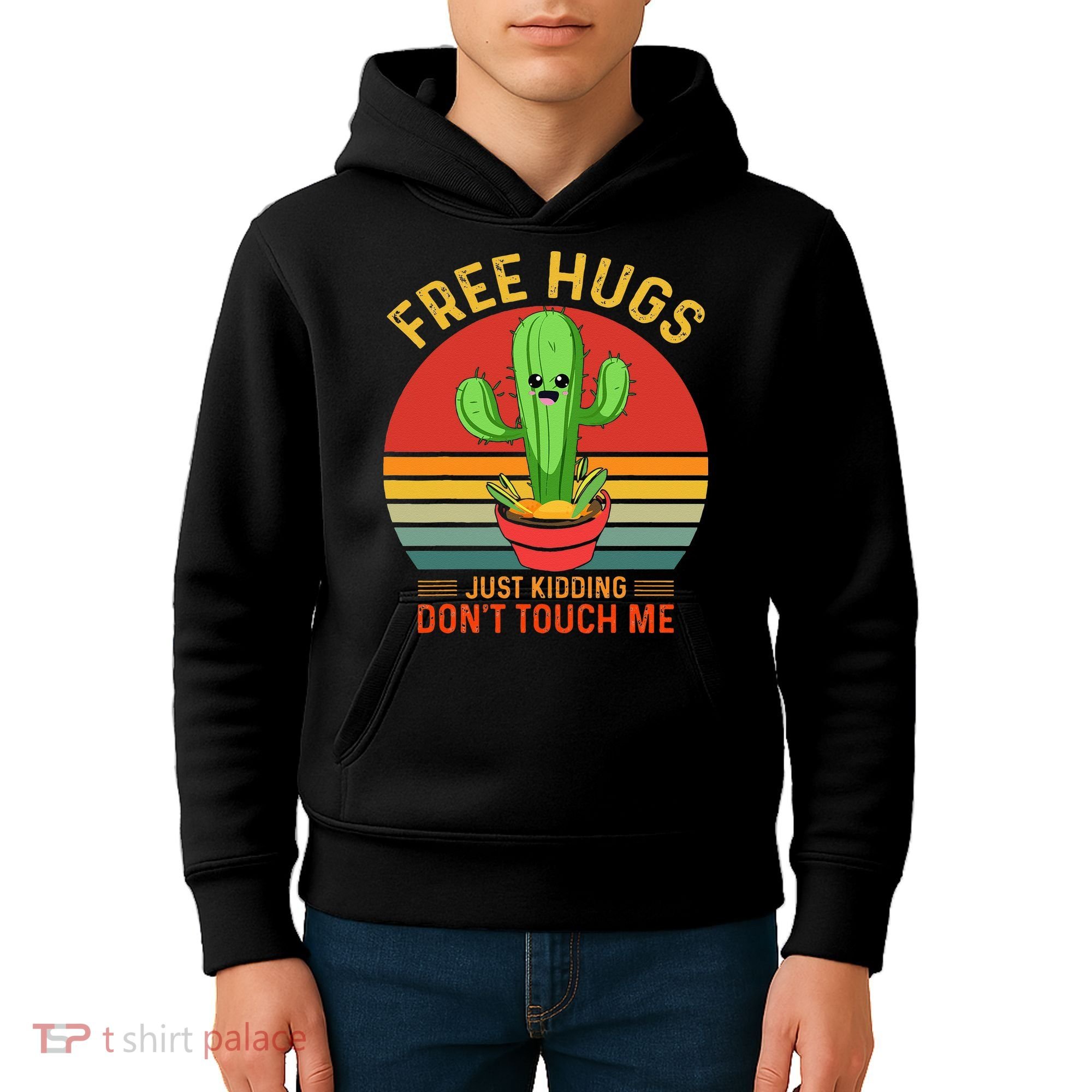 Free Hugs Just Kidding Dont Touch Me Humor Kids Hoodie