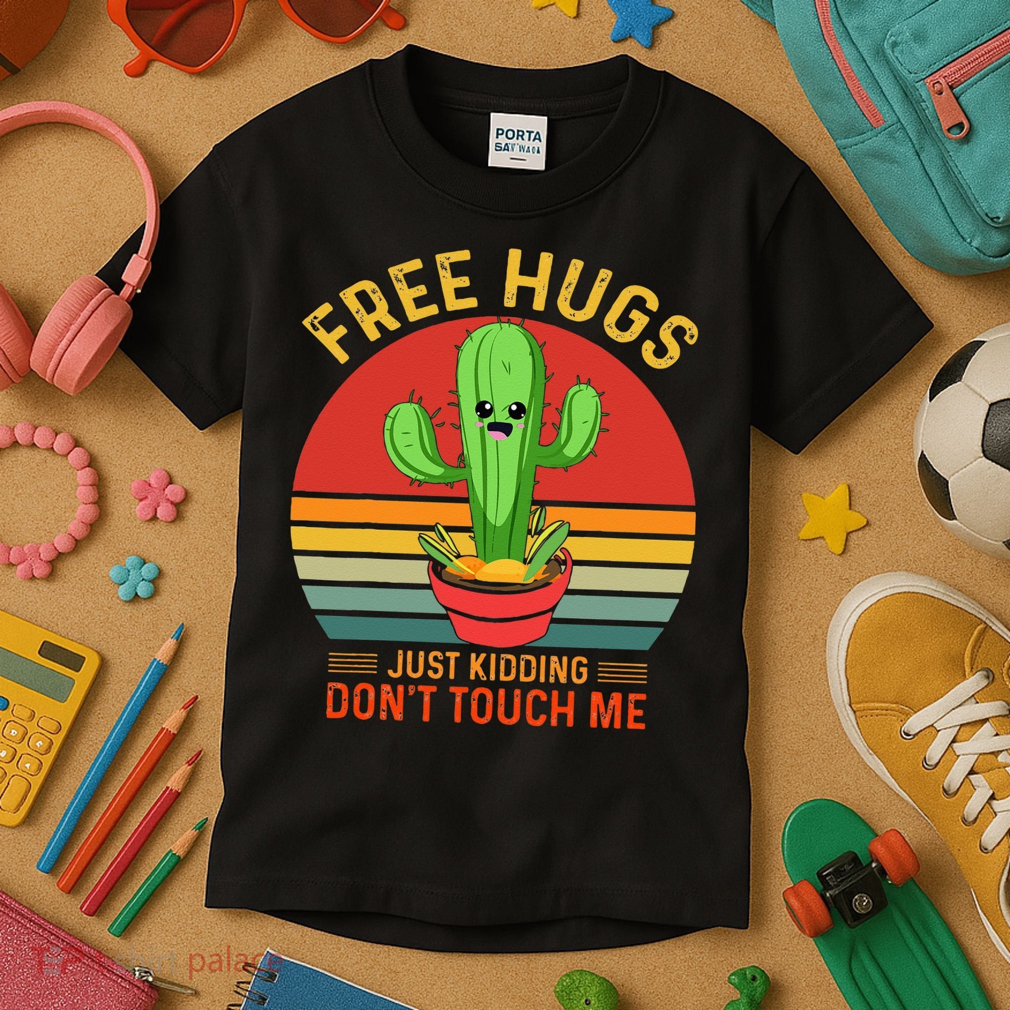 Free Hugs Just Kidding Dont Touch Me Humor Kids T-Shirt