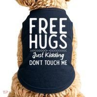 Free Hugs Just Kidding Dont Touch Me Xmas Christmas Doggie Tank thumb 0
