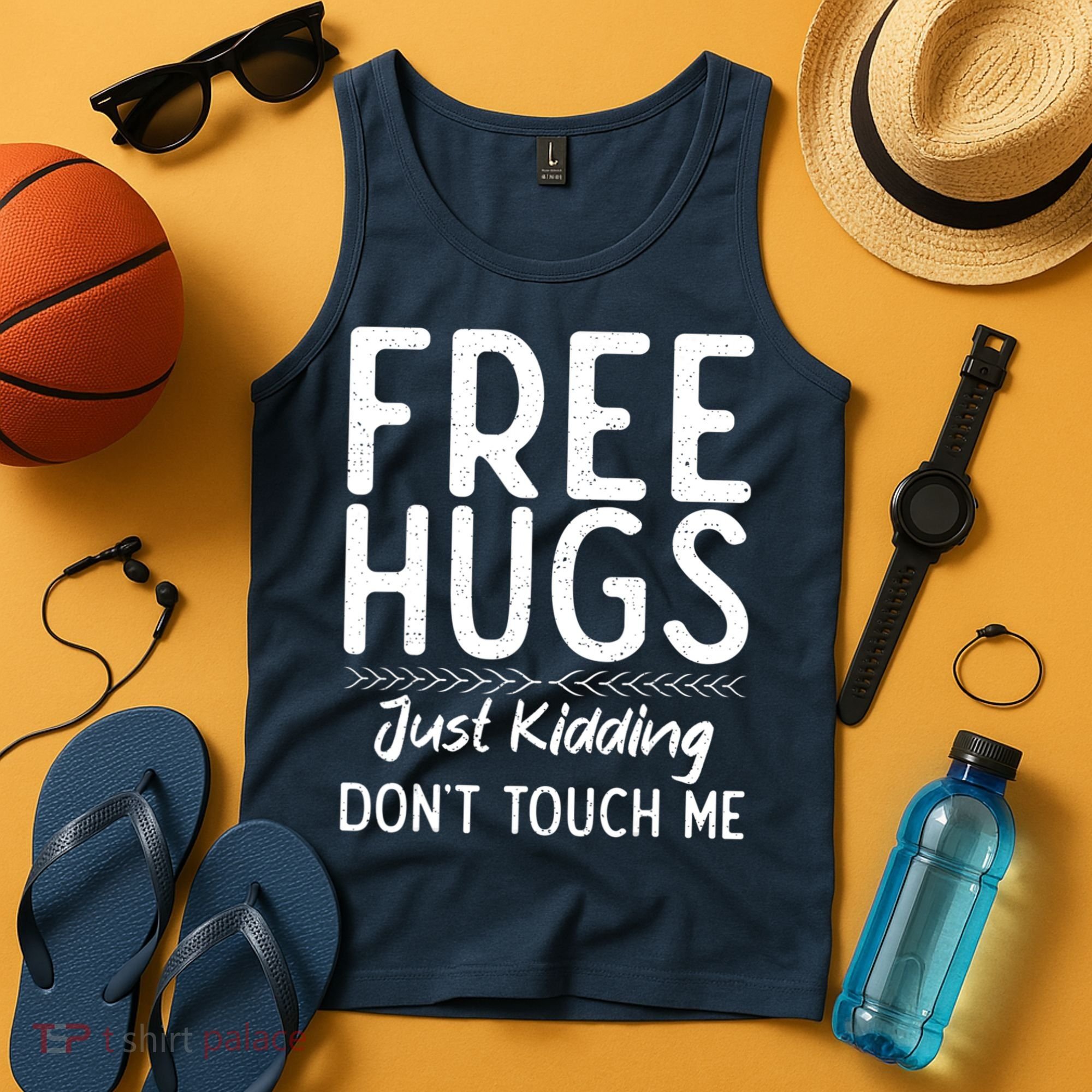 Free Hugs Just Kidding Dont Touch Me Xmas Christmas Tank Top