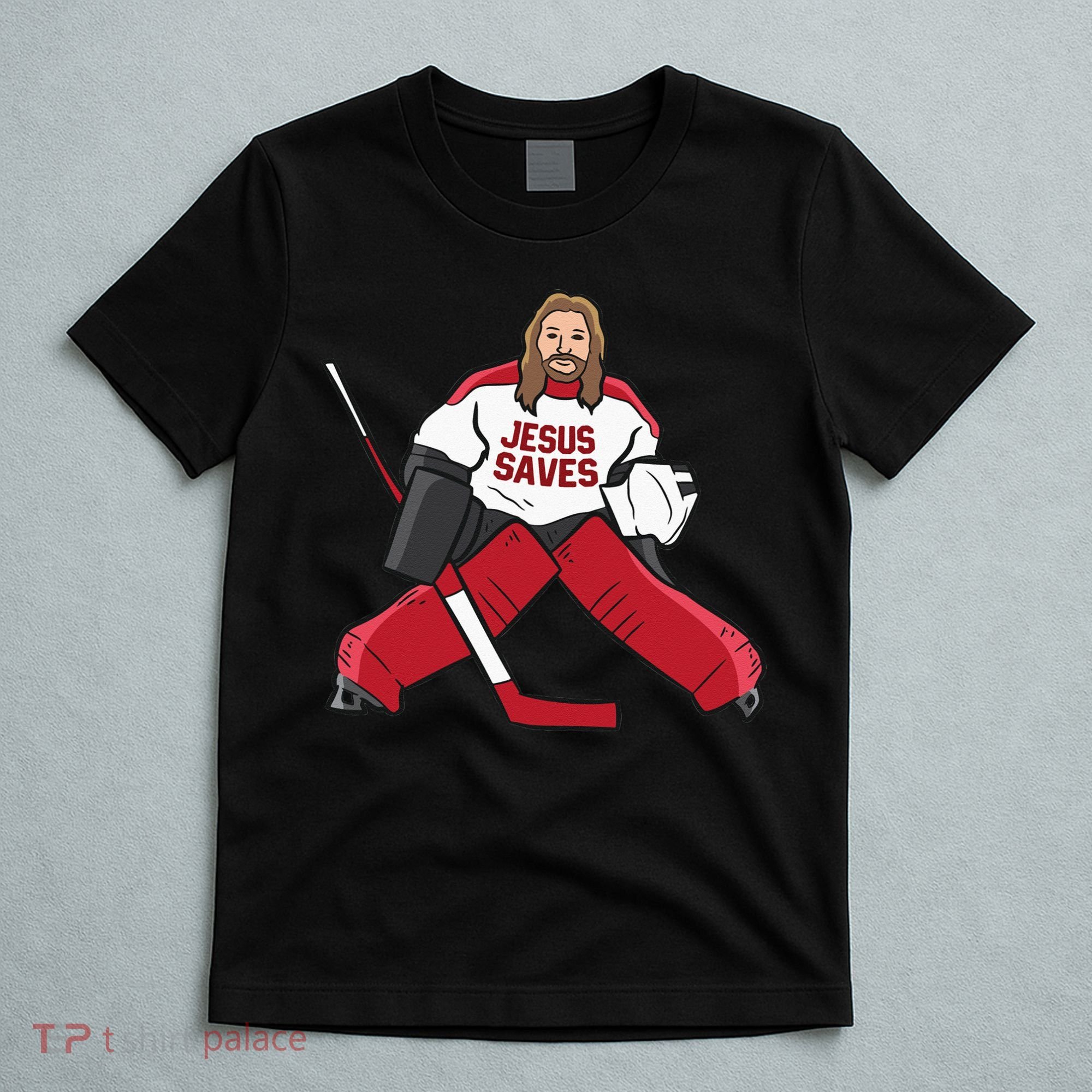 Funny Hockey Jesus Saves Hockey Goalie T-Shirt
