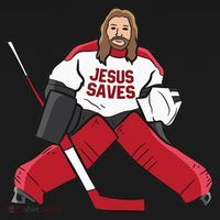 Funny Hockey Jesus Saves Hockey Goalie T-Shirt thumb 7