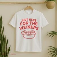 Funny Hotdog Just Here For The Wiener 4th Of July T-Shirt thumb 2
