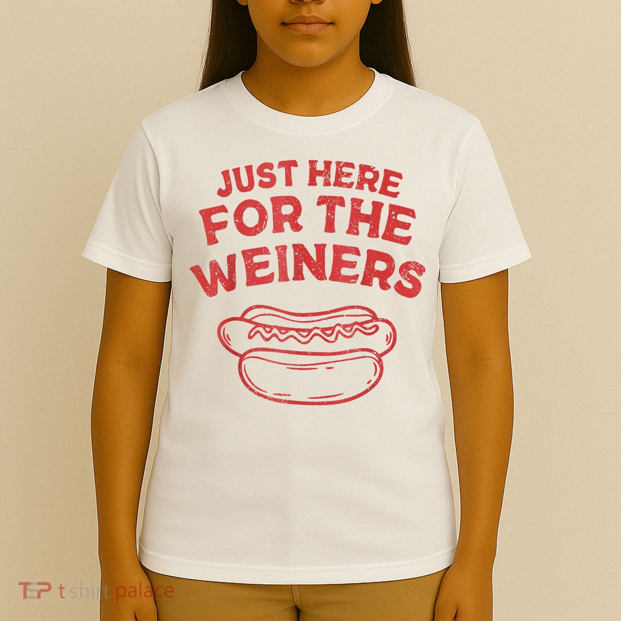 Funny Hotdog Just Here For The Wiener 4th Of July T-Shirt