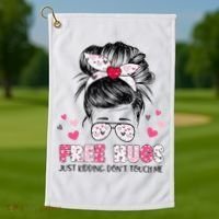 Free Hugs Just Kidding Don't Touch Me Golf Towel thumb 1
