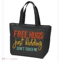 Free Hugs Just Kidding Don't Touch Me Funny Sarcastic Jokes Tote Bag thumb 3