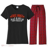 Free Hugs Just Kidding Don't Touch Me Women's Flannel Pajama Set thumb 0
