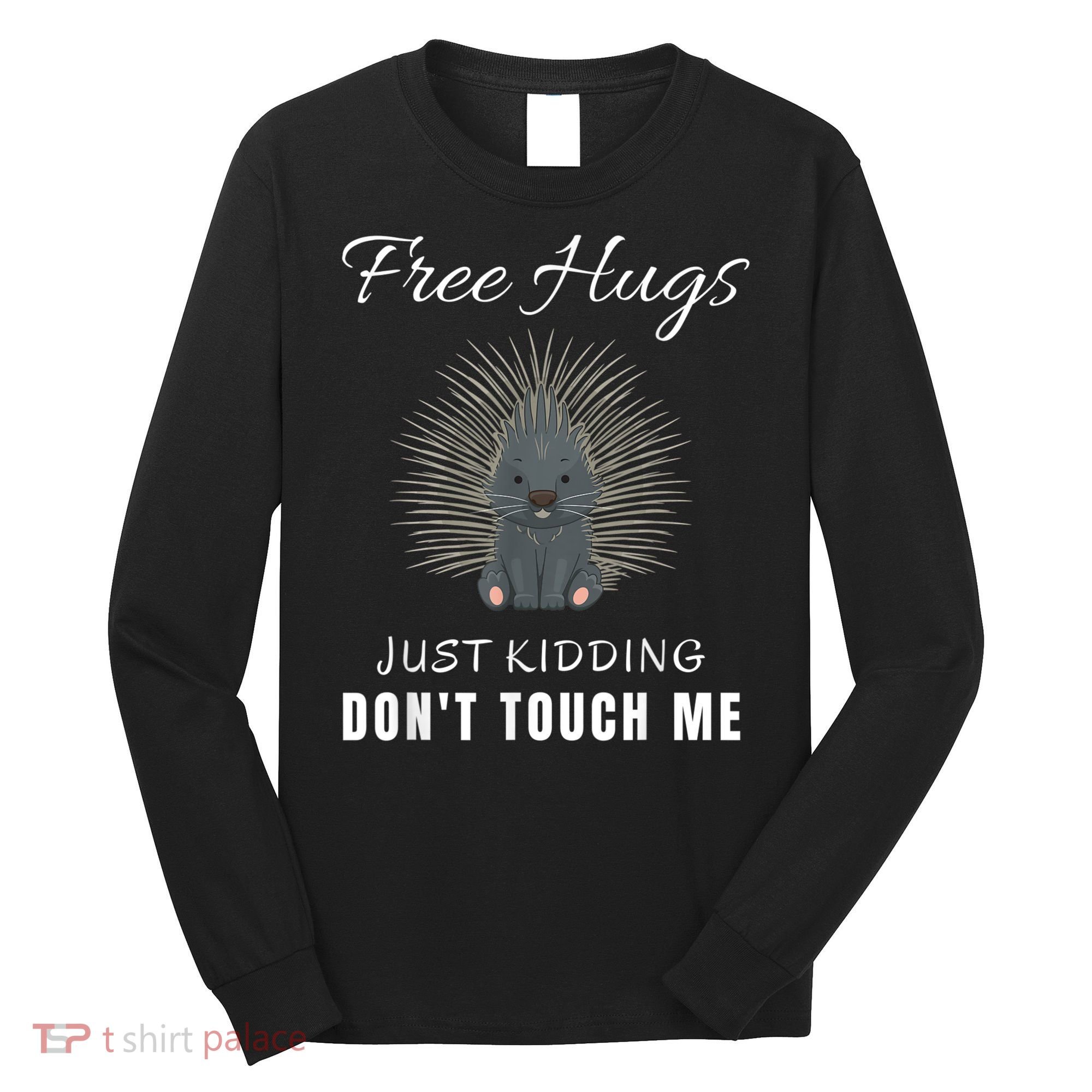 Free Hugs Just Ding Don't Touch Me, Porcupine, Introvert Long Sleeve Shirt