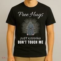 Free Hugs Just Ding Don't Touch Me, Porcupine, Introvert T-Shirt thumb 3