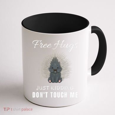 Free Hugs Just Ding Don't Touch Me, Porcupine, Introvert Coffee Mug back