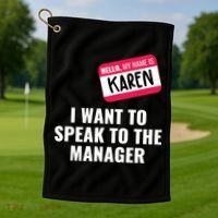 Funny Halloween Karen Costume Golf Towel thumb 1