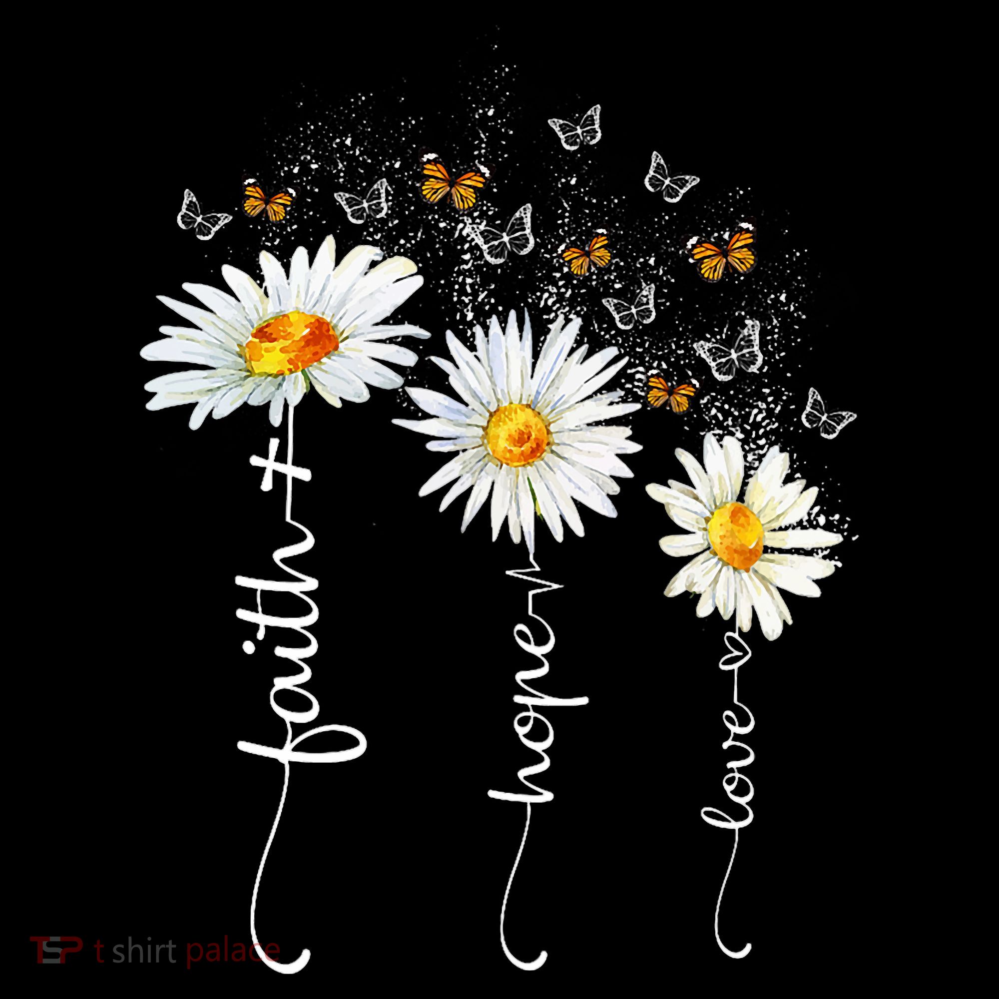 Faith & Hope & Love Butterfly Daisy Chirstian God Religious Coffee Mug