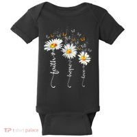 Faith & Hope & Love Butterfly Daisy Chirstian God Religious Baby Bodysuit thumb 0