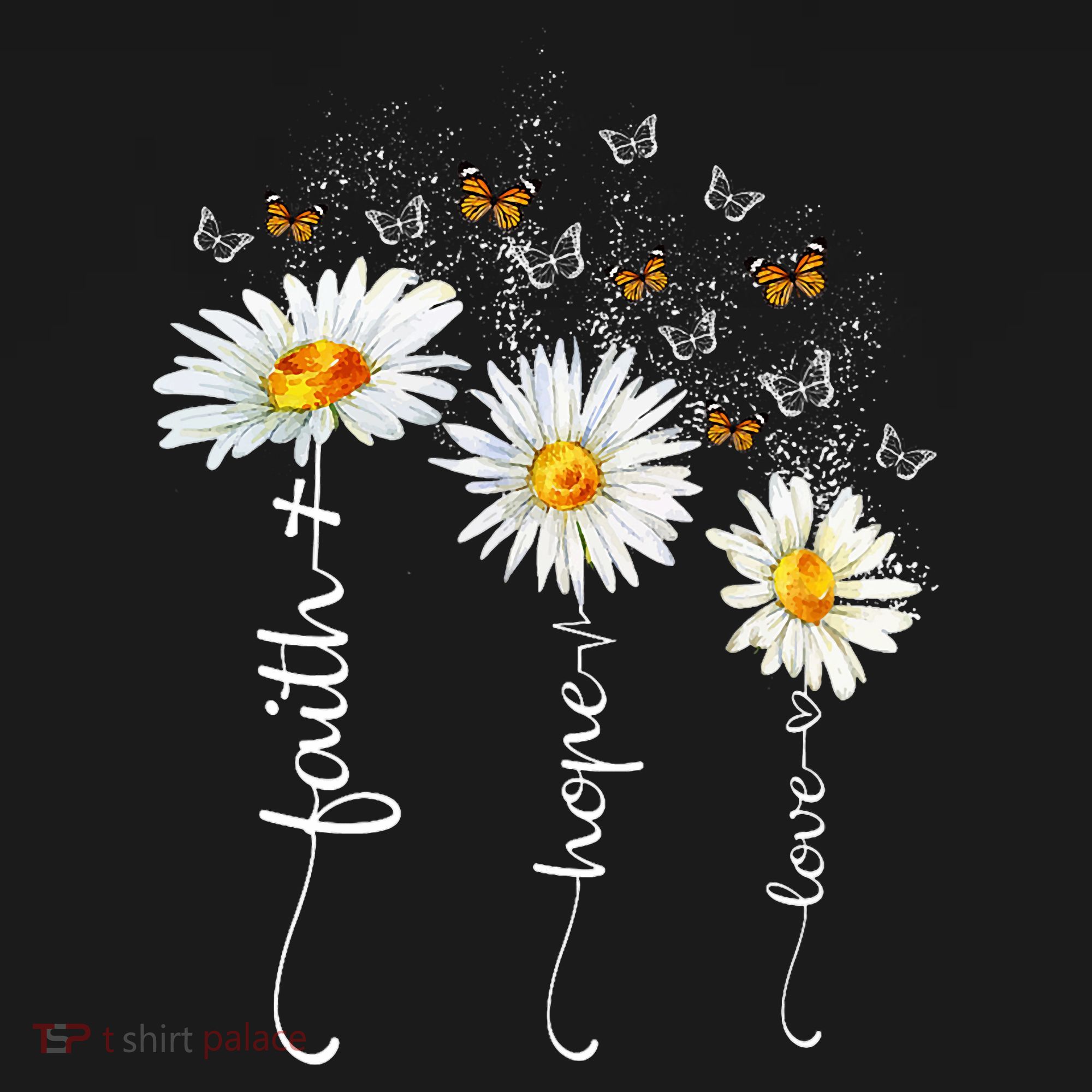Faith & Hope & Love Butterfly Daisy Chirstian God Religious Tank Top
