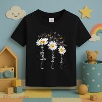 Faith & Hope & Love Butterfly Daisy Chirstian God Religious Toddler T-Shirt thumb 3