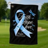 Faith Hope Love Prostate Cancer Awareness Golf Towel thumb 1