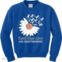 Faith Hope Love Lung Cancer Awareness Funny Gift Kids Sweatshirt thumb 0