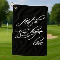 Faith Hope Love Spiritual Tee Golf Towel thumb 1