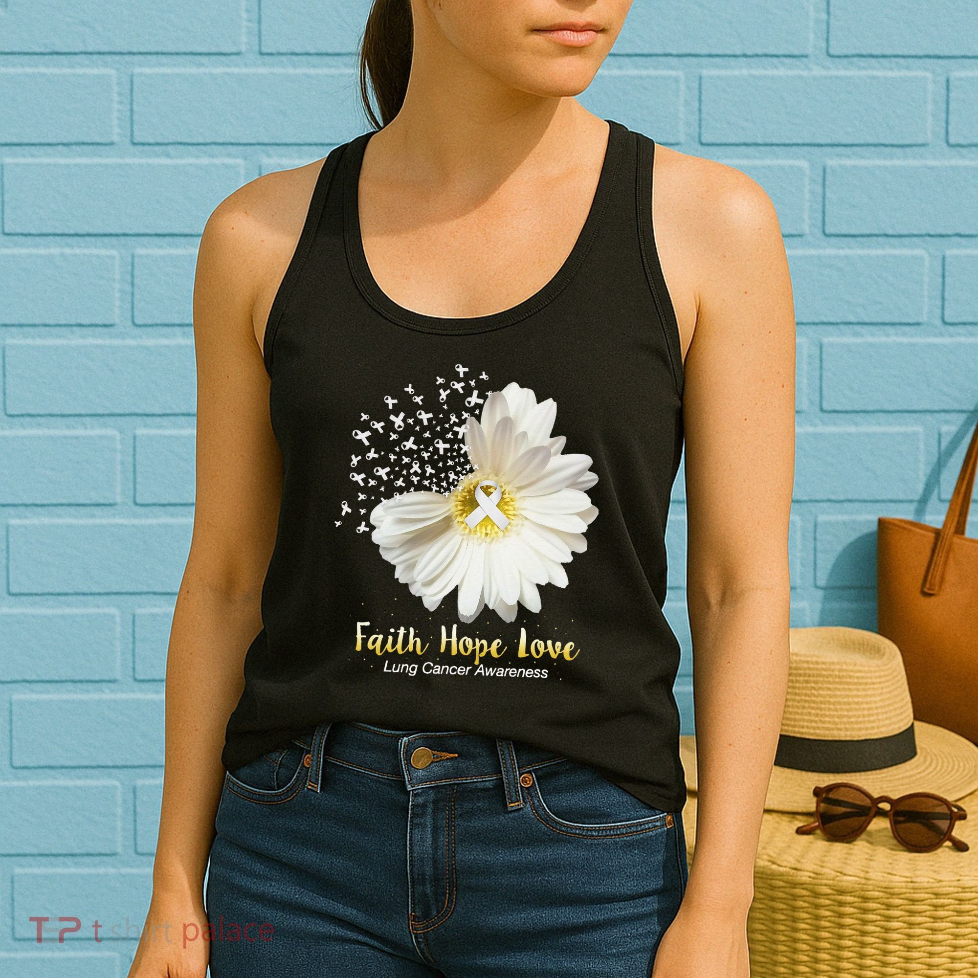 Faith Hope Love Lung Cancer Awareness Gifts Women's Tank Top
