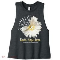 Faith Hope Love Lung Cancer Awareness Gifts Women's Racerback Cropped Tank thumb 0