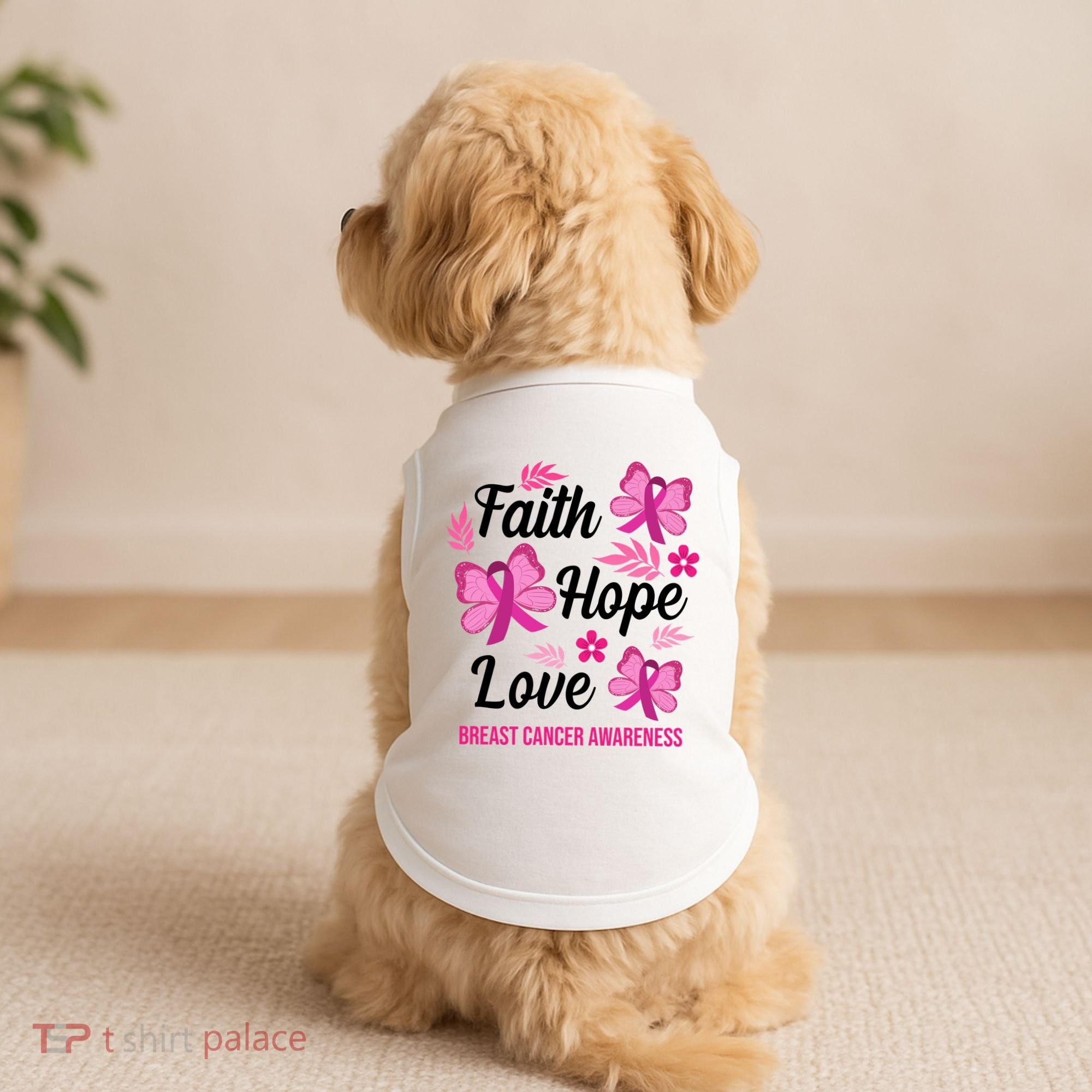 Faith Hope Love Breast Cancer Awareness Doggie Tank
