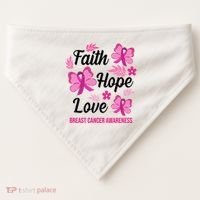 Faith Hope Love Breast Cancer Awareness USA-Made Doggie Bandana thumb 0