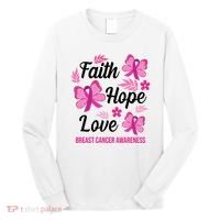 Faith Hope Love Breast Cancer Awareness Long Sleeve Shirt thumb 0