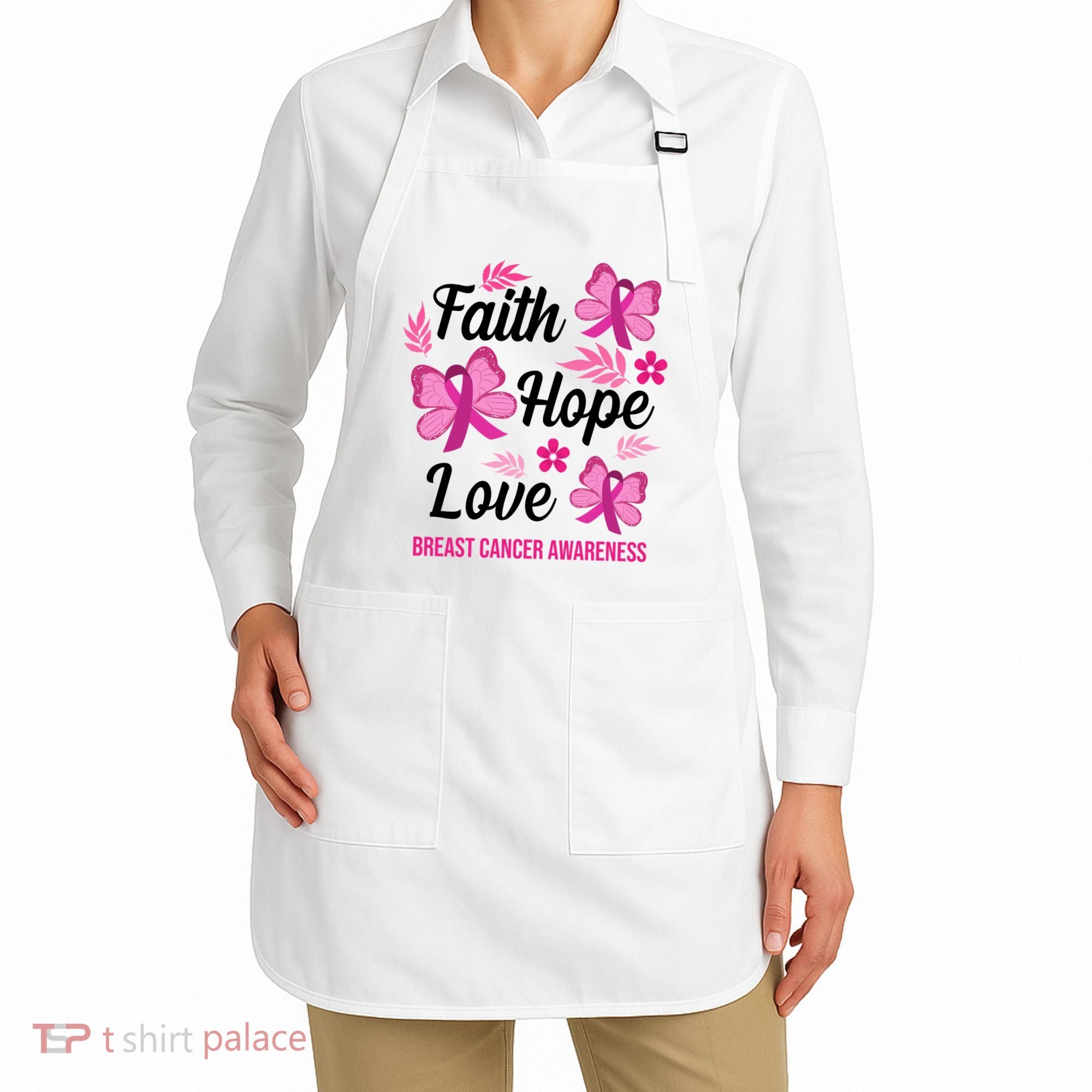 Faith Hope Love Breast Cancer Awareness Apron