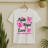 Faith Hope Love Breast Cancer Awareness T-Shirt thumb 2