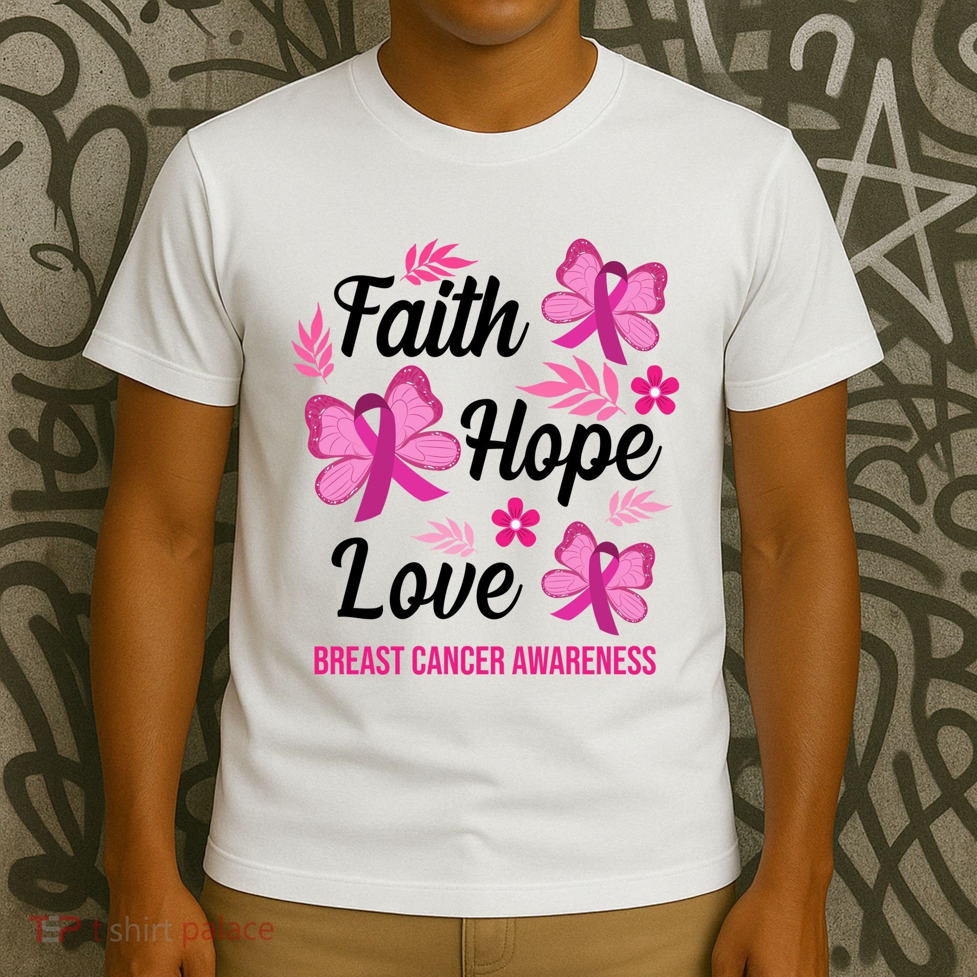 Faith Hope Love Breast Cancer Awareness T-Shirt
