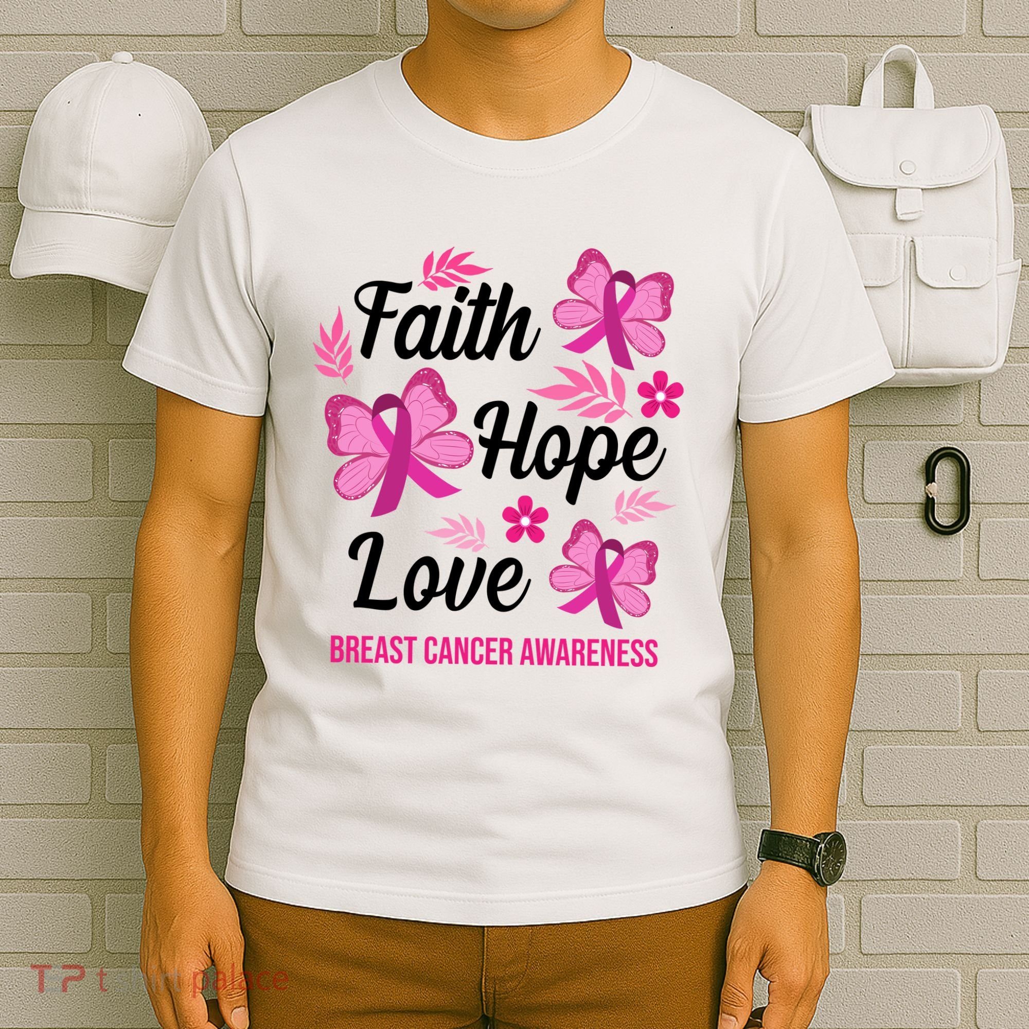 Faith Hope Love Breast Cancer Awareness T-Shirt