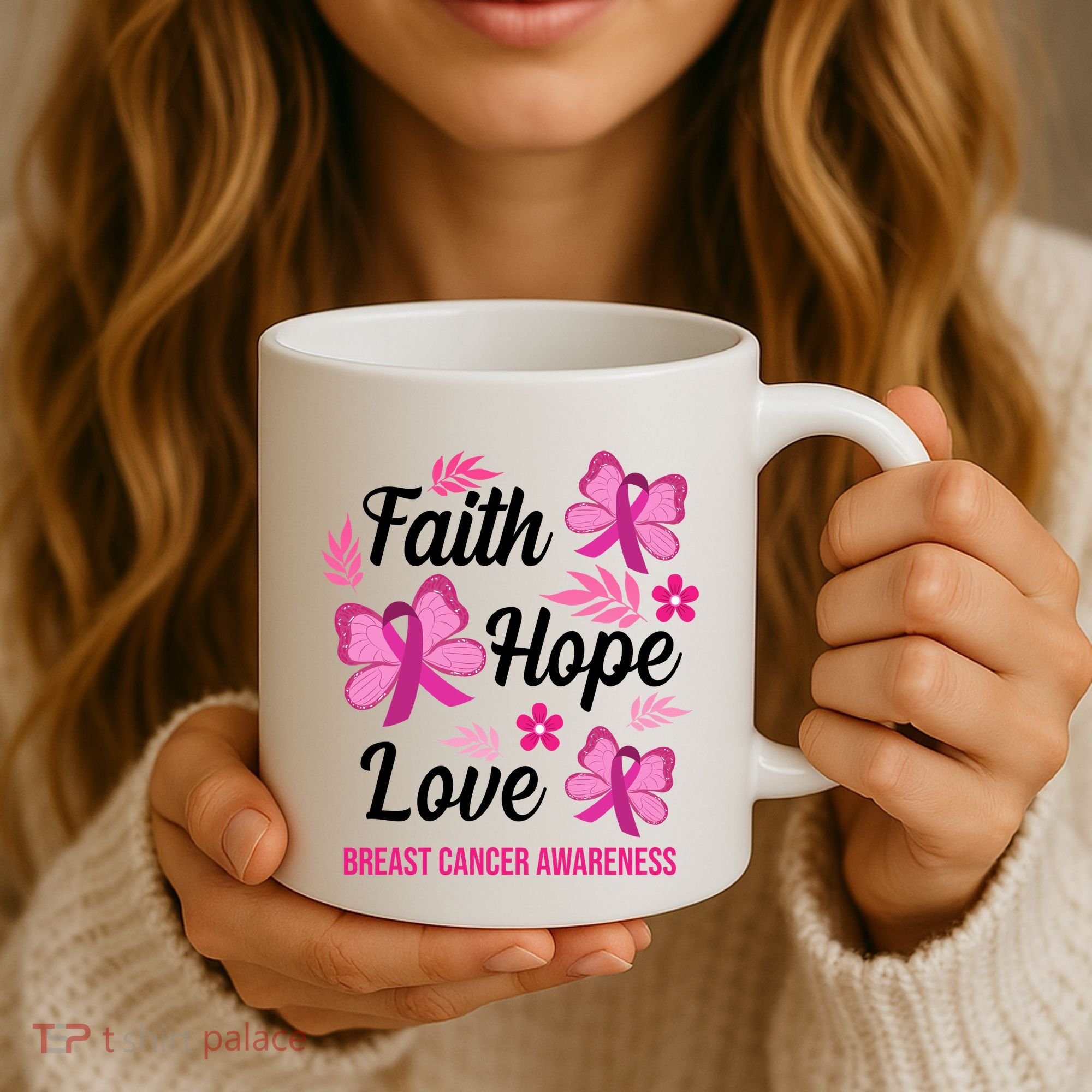 Faith Hope Love Breast Cancer Awareness Coffee Mug