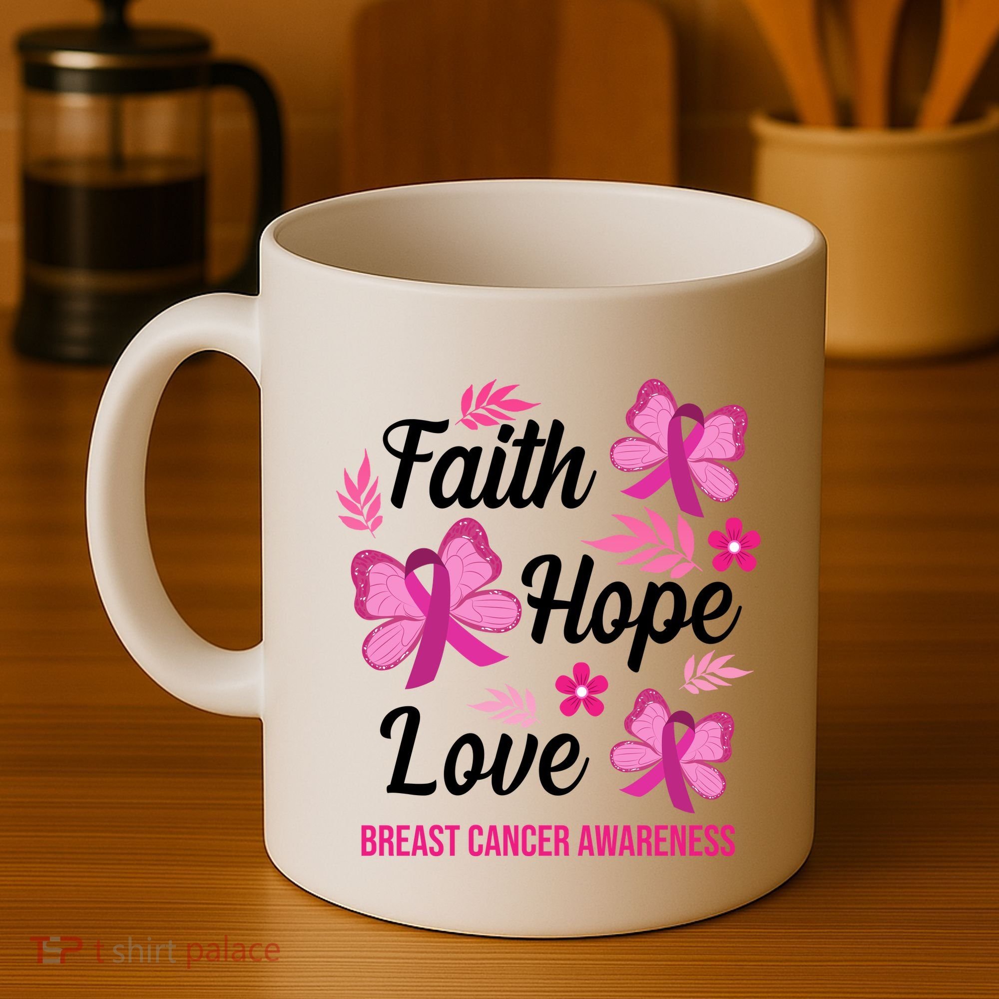Faith Hope Love Breast Cancer Awareness Coffee Mug