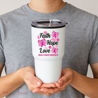 Faith Hope Love Breast Cancer Awareness Tumbler thumb 2