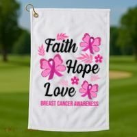 Faith Hope Love Breast Cancer Awareness Golf Towel thumb 1