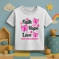 Faith Hope Love Breast Cancer Awareness Toddler T-Shirt thumb 3