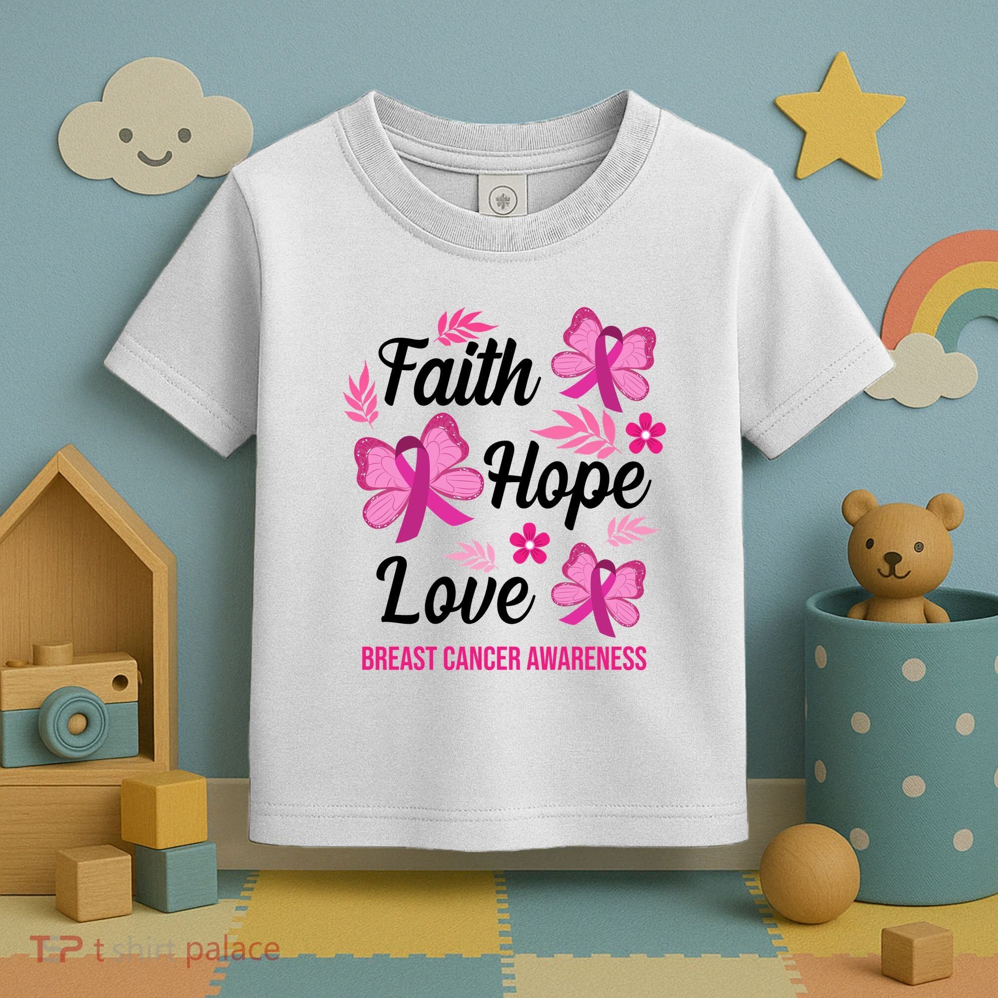 Faith Hope Love Breast Cancer Awareness Toddler T-Shirt