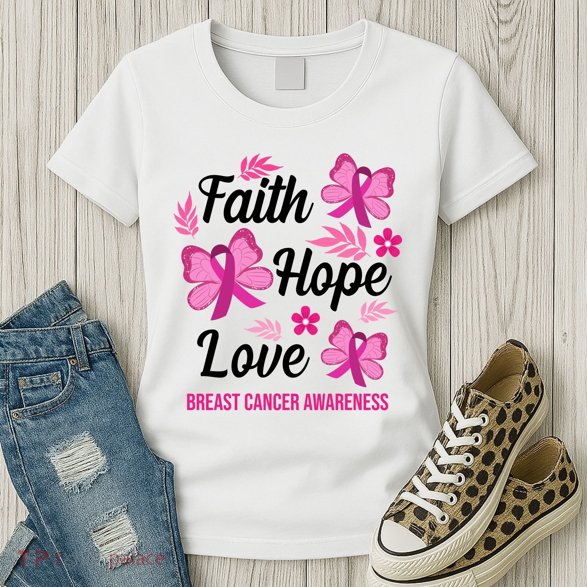 Faith Hope Love Breast Cancer Awareness Women's T-Shirt