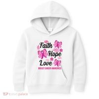 Faith Hope Love Breast Cancer Awareness Kids Hoodie thumb 0