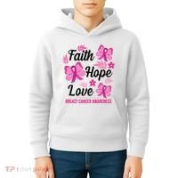 Faith Hope Love Breast Cancer Awareness Kids Hoodie thumb 4
