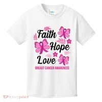 Faith Hope Love Breast Cancer Awareness Kids T-Shirt thumb 0