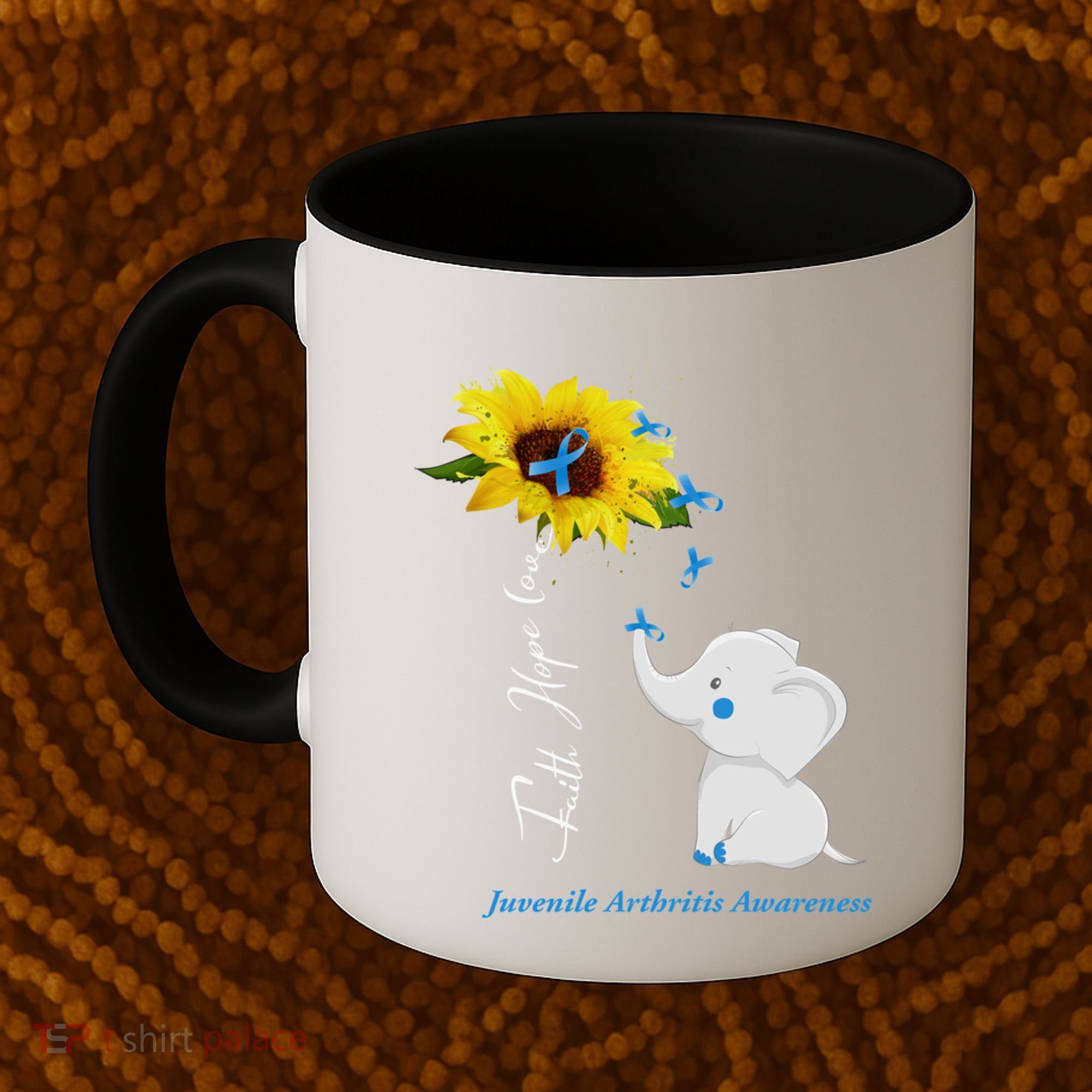 Faith Hope Love Juvenile Arthritis Awareness Elephant Ribbon Gift Coffee Mug