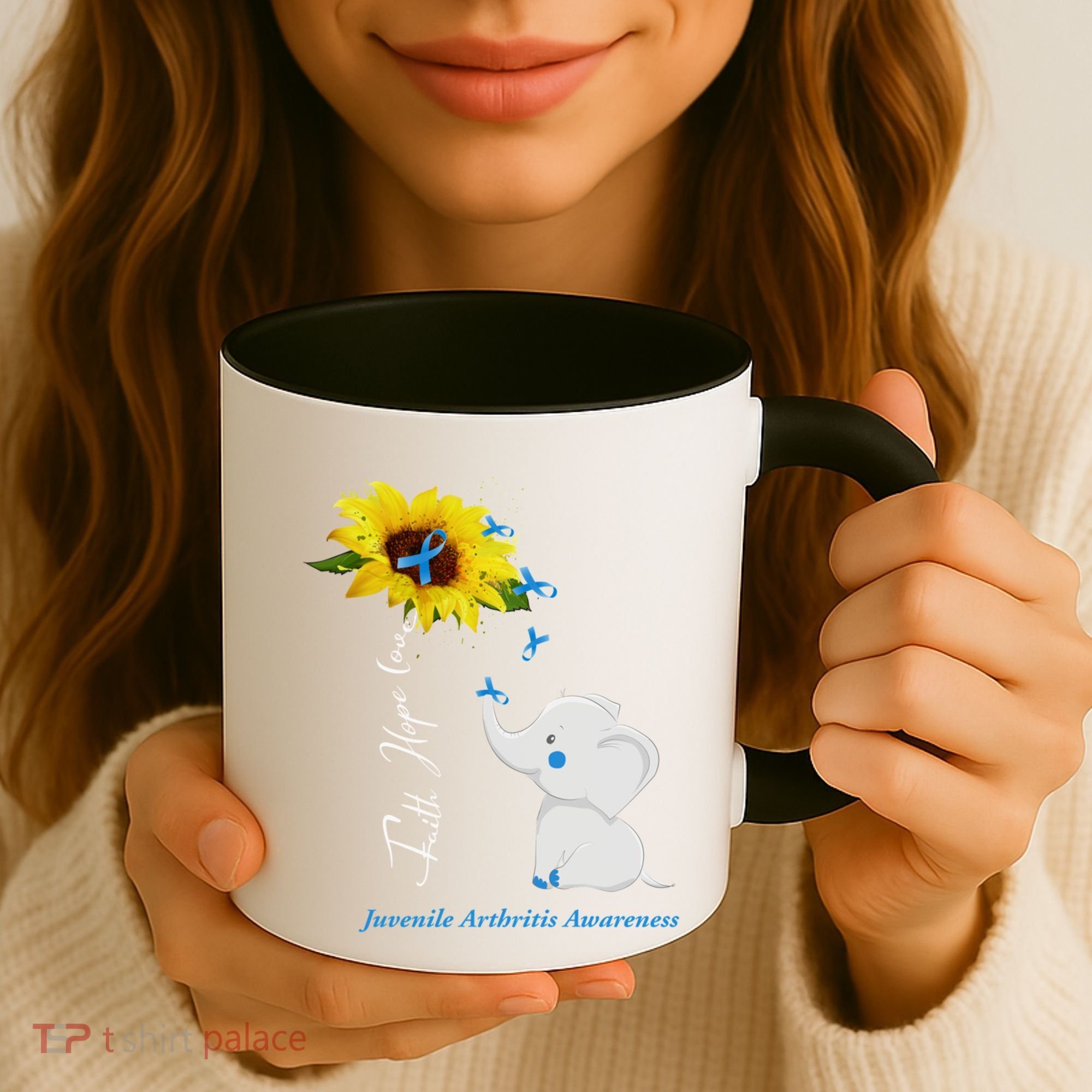 Faith Hope Love Juvenile Arthritis Awareness Elephant Ribbon Gift Coffee Mug