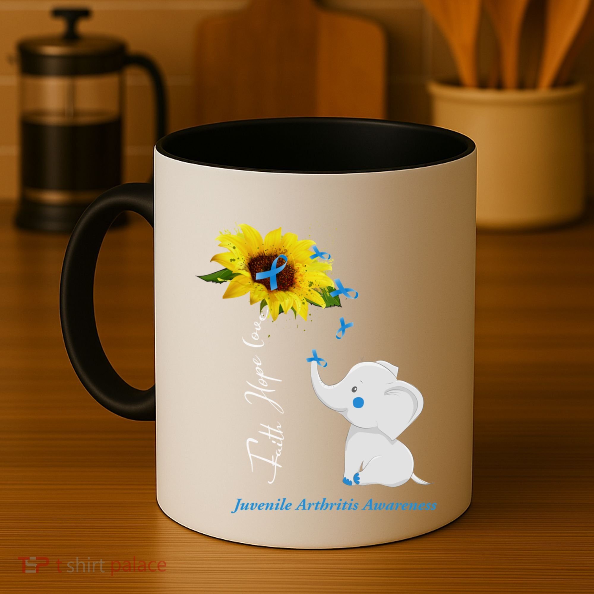 Faith Hope Love Juvenile Arthritis Awareness Elephant Ribbon Gift Coffee Mug