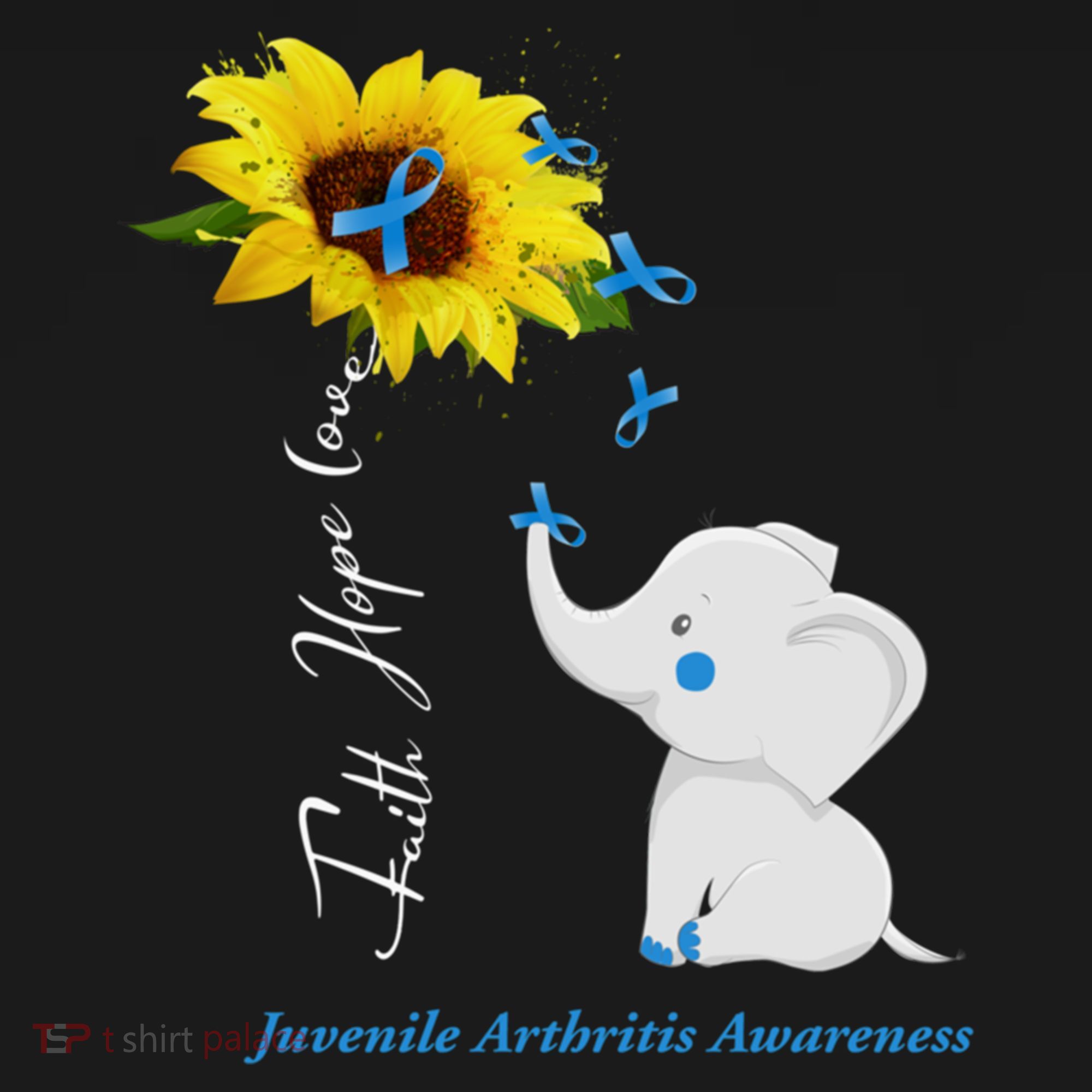 Faith Hope Love Juvenile Arthritis Awareness Elephant Ribbon Gift Ornament