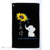Faith Hope Love Juvenile Arthritis Awareness Elephant Ribbon Gift Golf Towel thumb 0