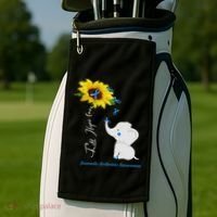 Faith Hope Love Juvenile Arthritis Awareness Elephant Ribbon Gift Golf Towel thumb 2